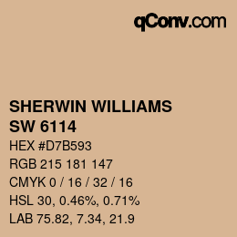 カラーコード: SHERWIN WILLIAMS<br>SW 6114 - Bagel | qconv.com