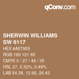 颜色代码: SHERWIN WILLIAMS<br>SW 6117 - Smokey Topaz | qconv.com