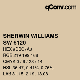 颜色代码: SHERWIN WILLIAMS<br>SW 6120 - Believable Buff | qconv.com