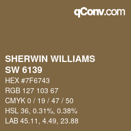 Code couleur: SHERWIN WILLIAMS<br>SW 6139 - Mossy Gold | qconv.com