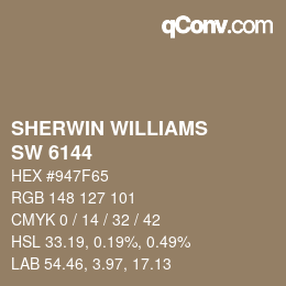 カラーコード: SHERWIN WILLIAMS<br>SW 6144 - Dapper Tan | qconv.com