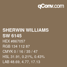 カラーコード: SHERWIN WILLIAMS<br>SW 6145 - Thatch Brown | qconv.com