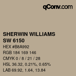 カラーコード: SHERWIN WILLIAMS<br>SW 6150 - Universal Khaki | qconv.com