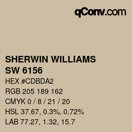 颜色代码: SHERWIN WILLIAMS<br>SW 6156 - Ramie | qconv.com