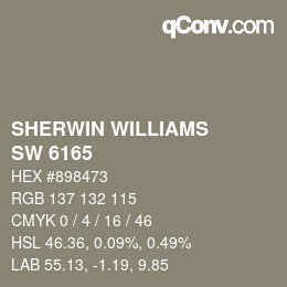 颜色代码: SHERWIN WILLIAMS<br>SW 6165 - Connected Gray | qconv.com