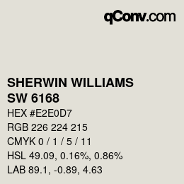 Color code: SHERWIN WILLIAMS<br>SW 6168 - Moderne White | qconv.com