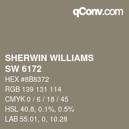 Color code: SHERWIN WILLIAMS<br>SW 6172 - Hardware | qconv.com