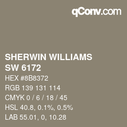 カラーコード: SHERWIN WILLIAMS<br>SW 6172 - Hardware | qconv.com