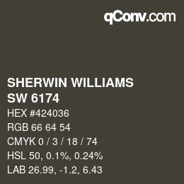 颜色代码: SHERWIN WILLIAMS<br>SW 6174 - Andiron | qconv.com
