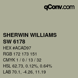 カラーコード: SHERWIN WILLIAMS<br>SW 6178 - Clary Sage | qconv.com