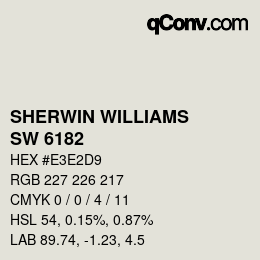 Color code: SHERWIN WILLIAMS<br>SW 6182 - Ethereal White | qconv.com