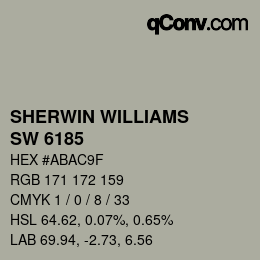颜色代码: SHERWIN WILLIAMS<br>SW 6185 - Escape Gray | qconv.com