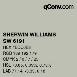 颜色代码: SHERWIN WILLIAMS<br>SW 6191 - Contented | qconv.com