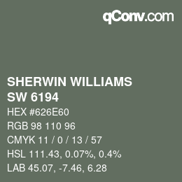 カラーコード: SHERWIN WILLIAMS<br>SW 6194 - Basil | qconv.com