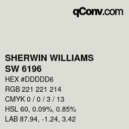 颜色代码: SHERWIN WILLIAMS<br>SW 6196 - Frosty White | qconv.com