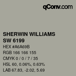 カラーコード: SHERWIN WILLIAMS<br>SW 6199 - Rare Gray | qconv.com