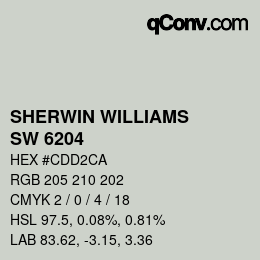 颜色代码: SHERWIN WILLIAMS<br>SW 6204 - Sea Salt | qconv.com