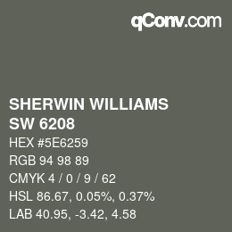 颜色代码: SHERWIN WILLIAMS<br>SW 6208 - Pewter Green | qconv.com