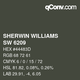 Color code: SHERWIN WILLIAMS<br>SW 6209 - Ripe Olive | qconv.com