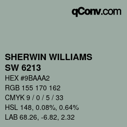 カラーコード: SHERWIN WILLIAMS<br>SW 6213 - Halcyon Green | qconv.com