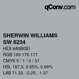 カラーコード: SHERWIN WILLIAMS<br>SW 6234 - Uncertain Gray | qconv.com