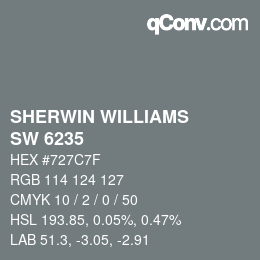 カラーコード: SHERWIN WILLIAMS<br>SW 6235 - Foggy Day | qconv.com