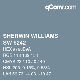 颜色代码: SHERWIN WILLIAMS<br>SW 6242 - Bracing Blue | qconv.com