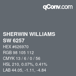 颜色代码: SHERWIN WILLIAMS<br>SW 6257 - Gibraltar | qconv.com