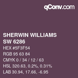 颜色代码: SHERWIN WILLIAMS<br>SW 6286 - Mature Grape | qconv.com