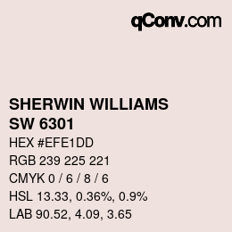 Color code: SHERWIN WILLIAMS<br>SW 6301 - Patient White | qconv.com