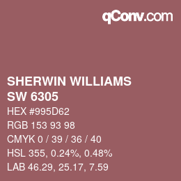 颜色代码: SHERWIN WILLIAMS<br>SW 6305 - Rambling Rose | qconv.com