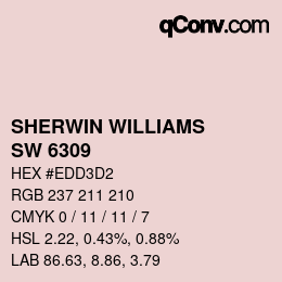 Color code: SHERWIN WILLIAMS<br>SW 6309 - Charming Pink | qconv.com