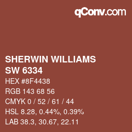 Color code: SHERWIN WILLIAMS<br>SW 6334 - Flower Pot | qconv.com