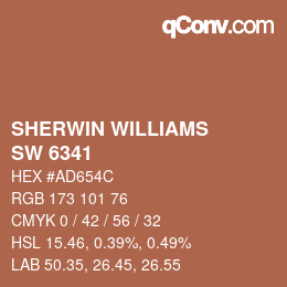颜色代码: SHERWIN WILLIAMS<br>SW 6341 - Red Cent | qconv.com