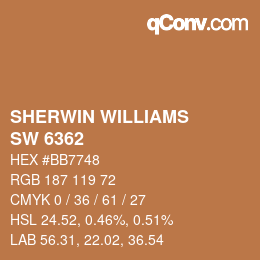 カラーコード: SHERWIN WILLIAMS<br>SW 6362 - Tigereye | qconv.com