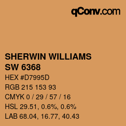颜色代码: SHERWIN WILLIAMS<br>SW 6368 - Bakelite Gold | qconv.com