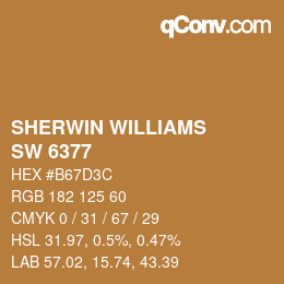 Color code: SHERWIN WILLIAMS<br>SW 6377 - Butterscotch | qconv.com