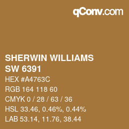 颜色代码: SHERWIN WILLIAMS<br>SW 6391 - Gallant Gold | qconv.com