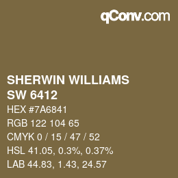 颜色代码: SHERWIN WILLIAMS<br>SW 6412 - Eminent Bronze | qconv.com