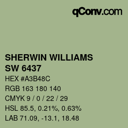 カラーコード: SHERWIN WILLIAMS<br>SW 6437 - Haven | qconv.com