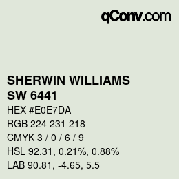 Color code: SHERWIN WILLIAMS<br>SW 6441 - White Mint | qconv.com