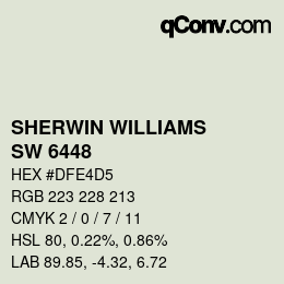 Color code: SHERWIN WILLIAMS<br>SW 6448 - Greening | qconv.com