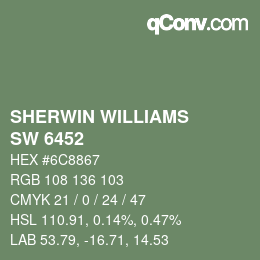 颜色代码: SHERWIN WILLIAMS<br>SW 6452 - Inland | qconv.com