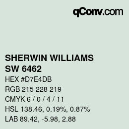 カラーコード: SHERWIN WILLIAMS<br>SW 6462 - Green Trance | qconv.com