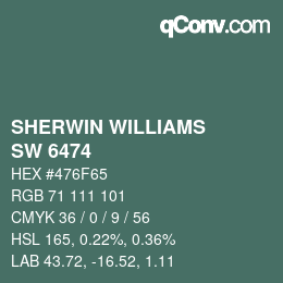 カラーコード: SHERWIN WILLIAMS<br>SW 6474 - Raging Sea | qconv.com