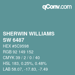 颜色代码: SHERWIN WILLIAMS<br>SW 6487 - Cloudburst | qconv.com
