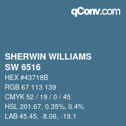 颜色代码: SHERWIN WILLIAMS<br>SW 6516 - Down Pour | qconv.com