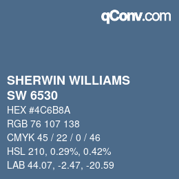 颜色代码: SHERWIN WILLIAMS<br>SW 6530 - Revel Blue | qconv.com