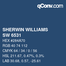 颜色代码: SHERWIN WILLIAMS<br>SW 6531 - Indigo | qconv.com
