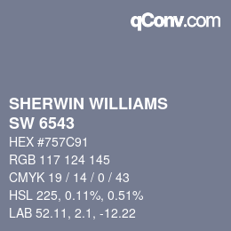 カラーコード: SHERWIN WILLIAMS<br>SW 6543 - Soulful Blue | qconv.com